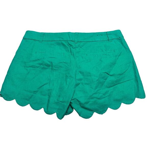 J. Crew Linen and Cotton Green Scalloped Edge Shorts size 8 - Picture 2 of 6